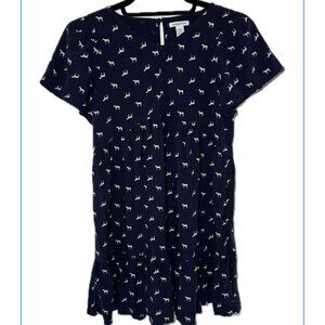 Nordstrom Girls' size L (10/12) navy blue dress with horse print, excellent cond